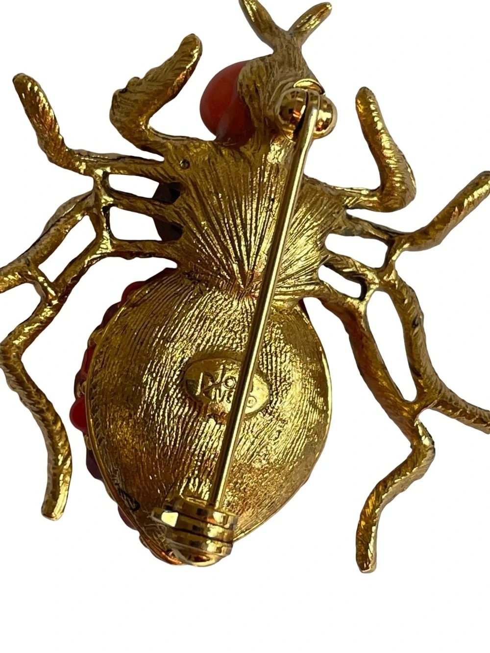 Vintage Signed Joan Rivers Gold Plated Spider Brooch